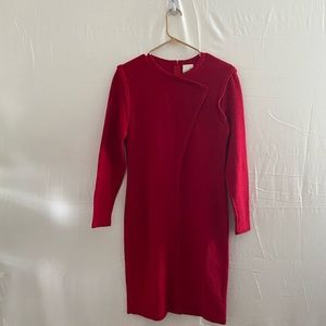 Steve Fabrikant Vintage Wool Knit Long Sleeve Asymmetrical Sweater Dress,Size PL